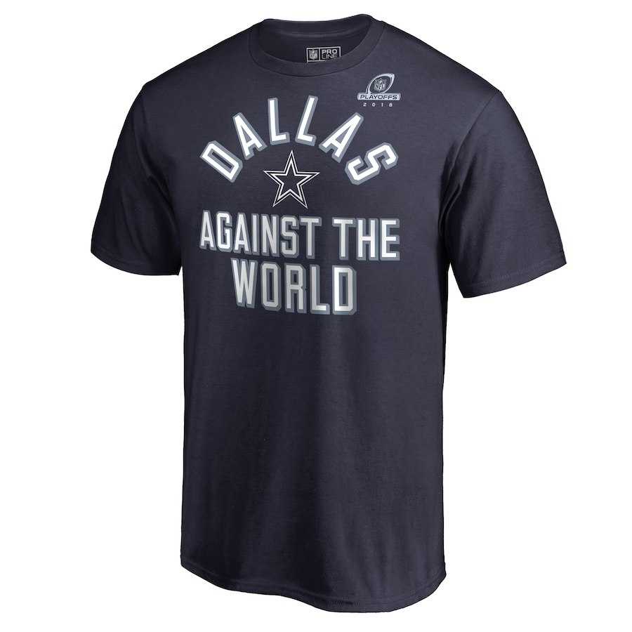 Men's Cowboys Navy 2018 NFL Playoffs Against The World T-Shirt,We sell and wholesale Men's Cowboys Navy 2018 NFL Playoffs Against The World T-Shirt on line form chian!